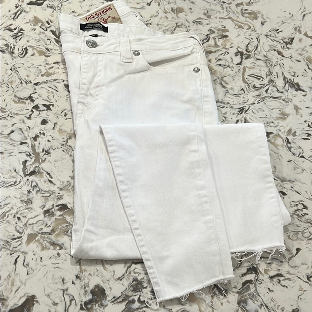 True Religion Mid Rise Skinny White Jeans